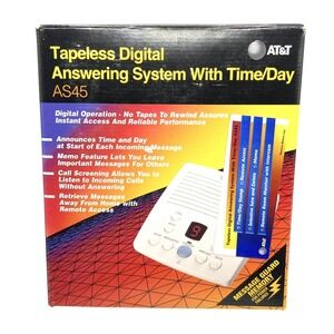 AS45  AT&T Tapeless Digital Answering System With Time/Day NEW In‎ Box Vintage